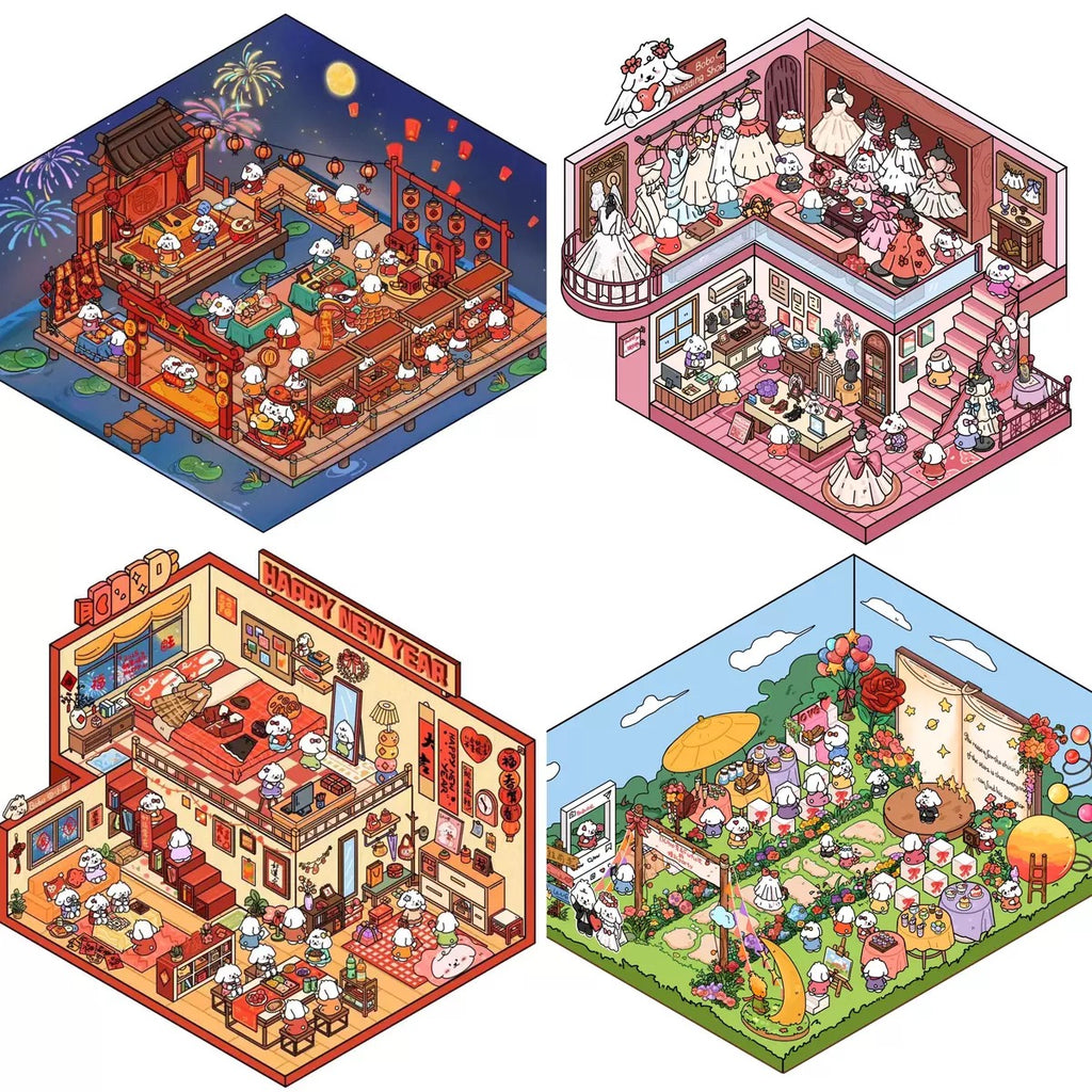 DIY Sticker Scene,Make a Magic Potion Shop Restaurant Happy New Year
