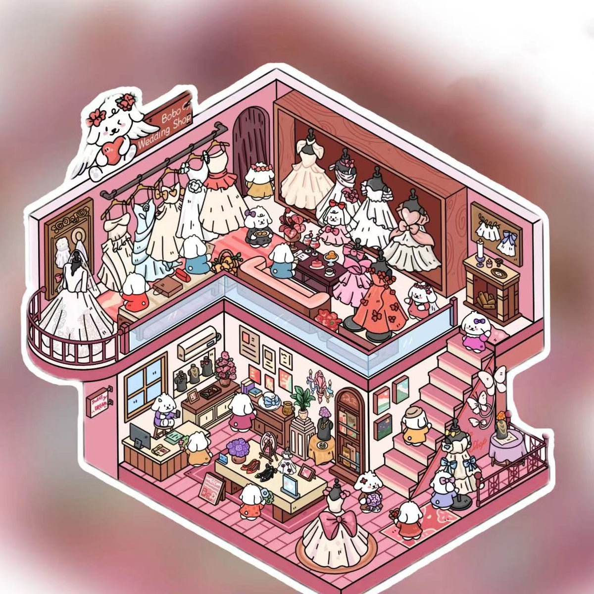 DIY Puppy Sticker Scene,Make a Christmas Party Boutique Store Flower Shop BBQ Restaurant