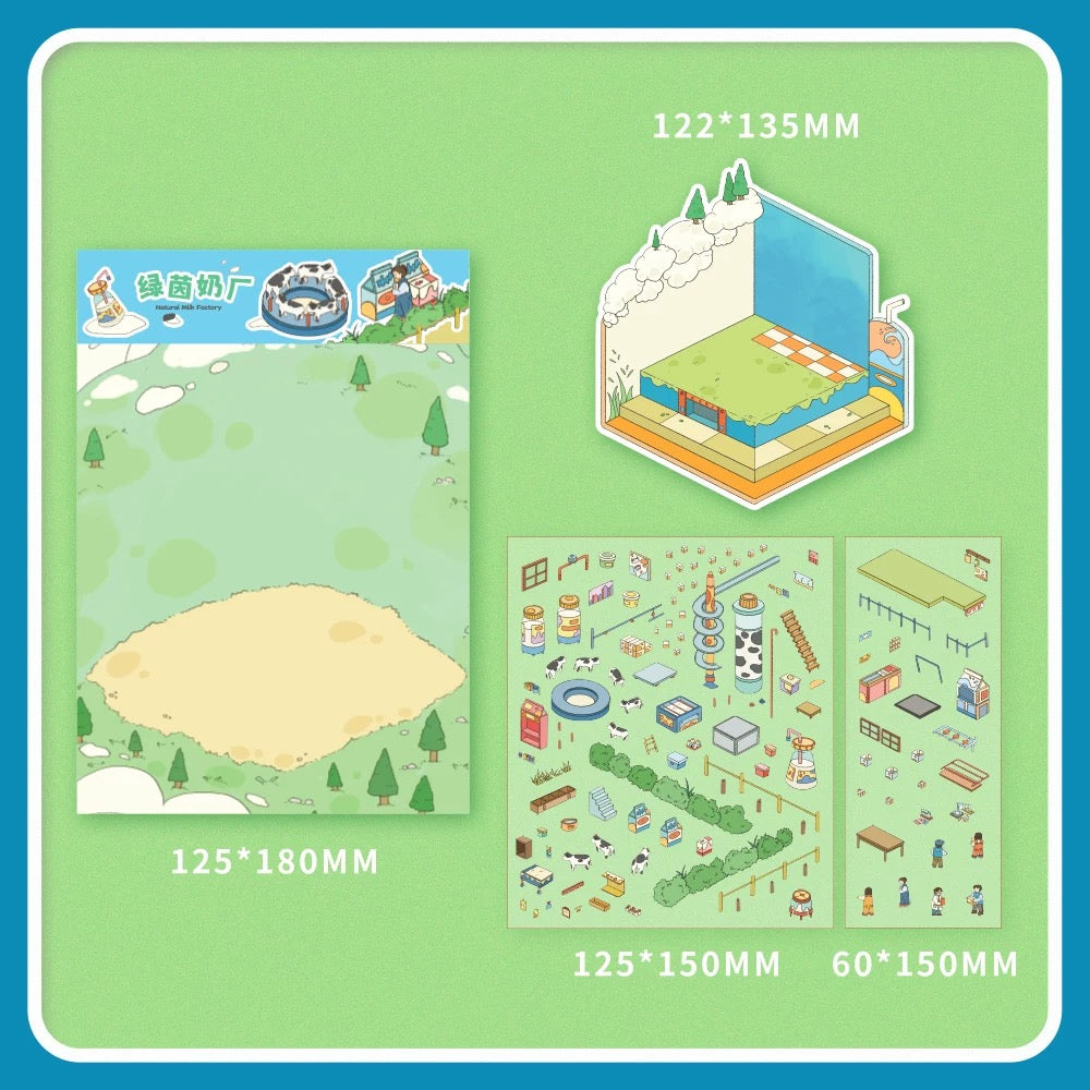 DIY Birthday Cake Miniature Sticker Scene! Instant Noodle Factory Cabin