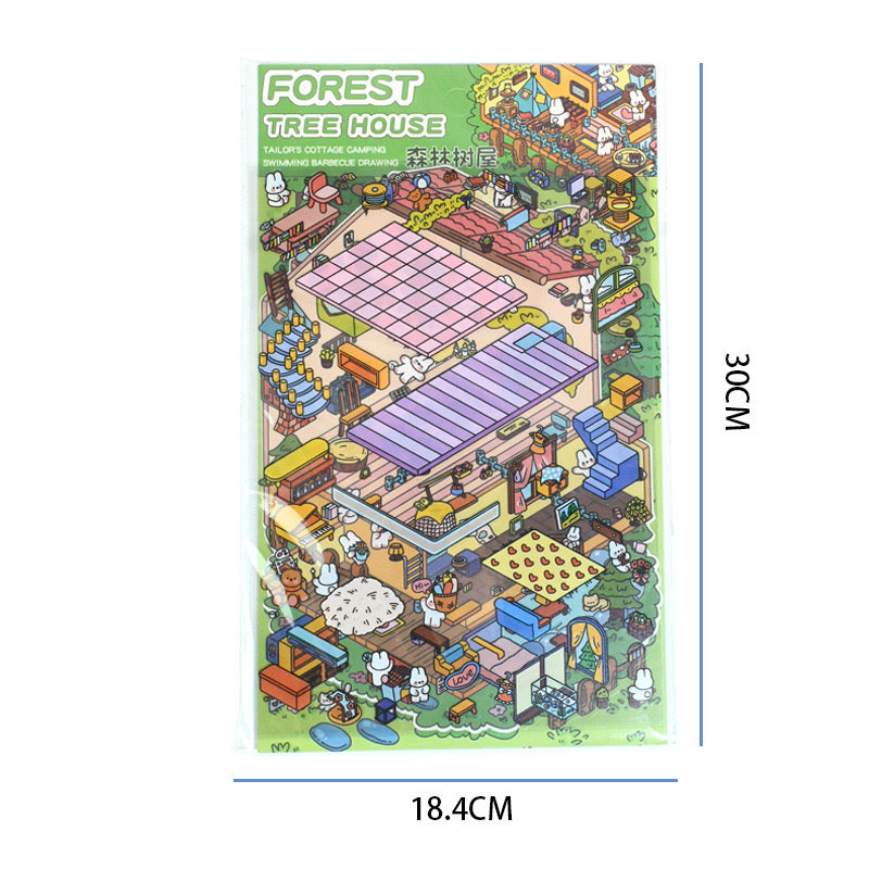Big 3D Sticker Scene,Make Your Own Forest Tree House Canned Apartment