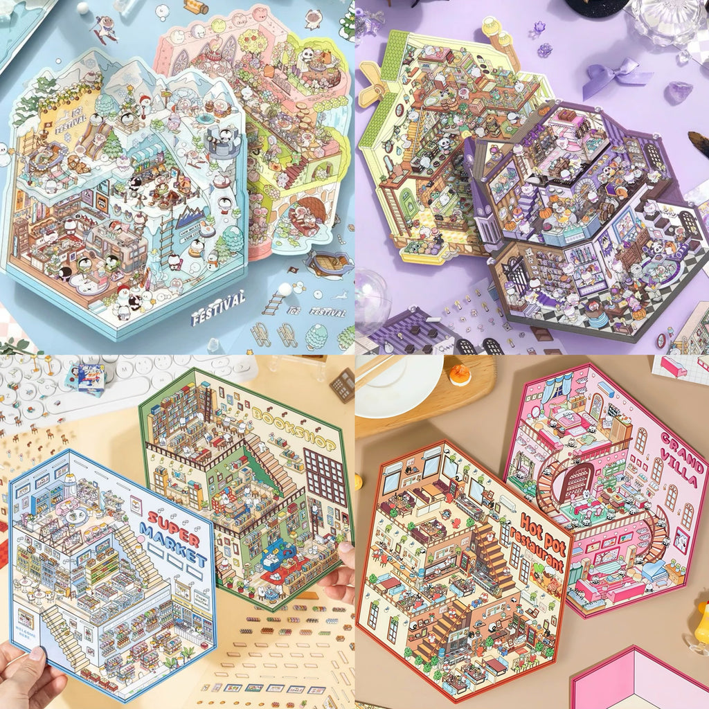 Big Size Sticker Scene DIY Winter Hot Springs Cyberpunk Labortory