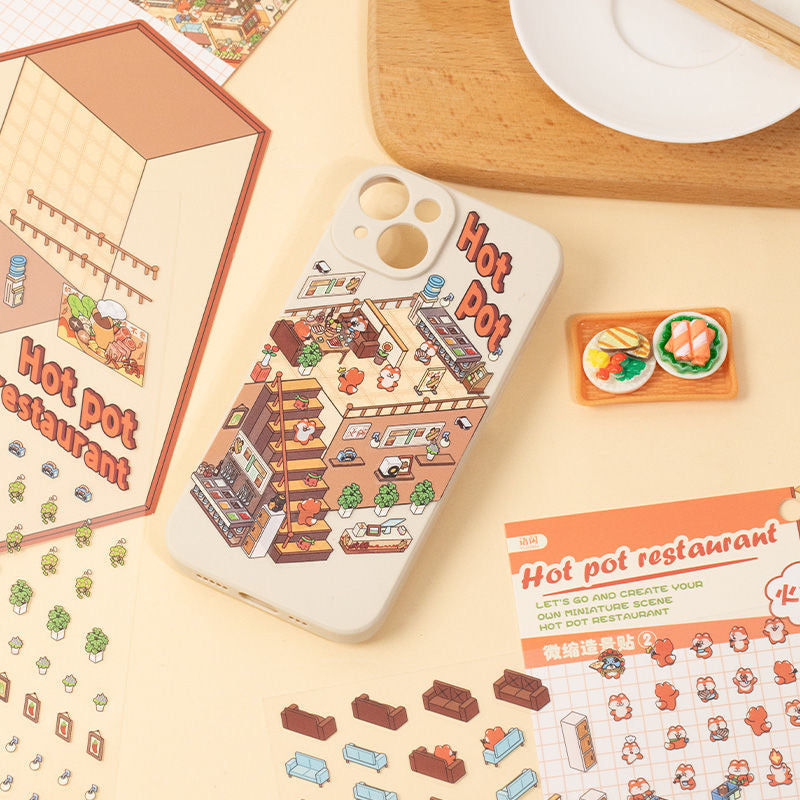 Big Sticker Scene! DIY 3 Story Super Market Book Shop 3D Miniature Sticker