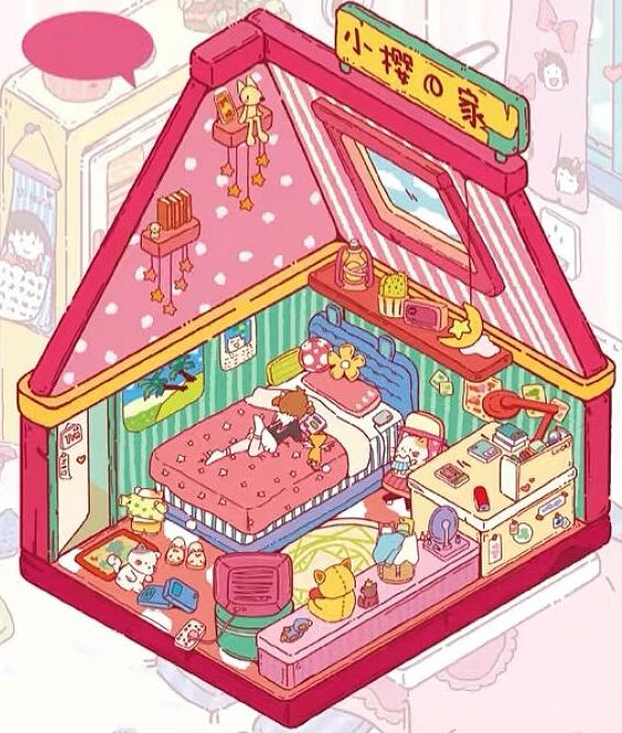DIY Japanese Anime 3D Miniature House Sticker Scene