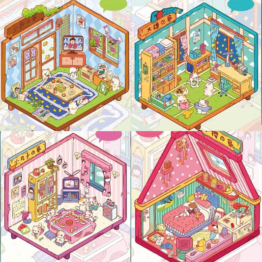 DIY Japanese Anime 3D Miniature House Sticker Scene