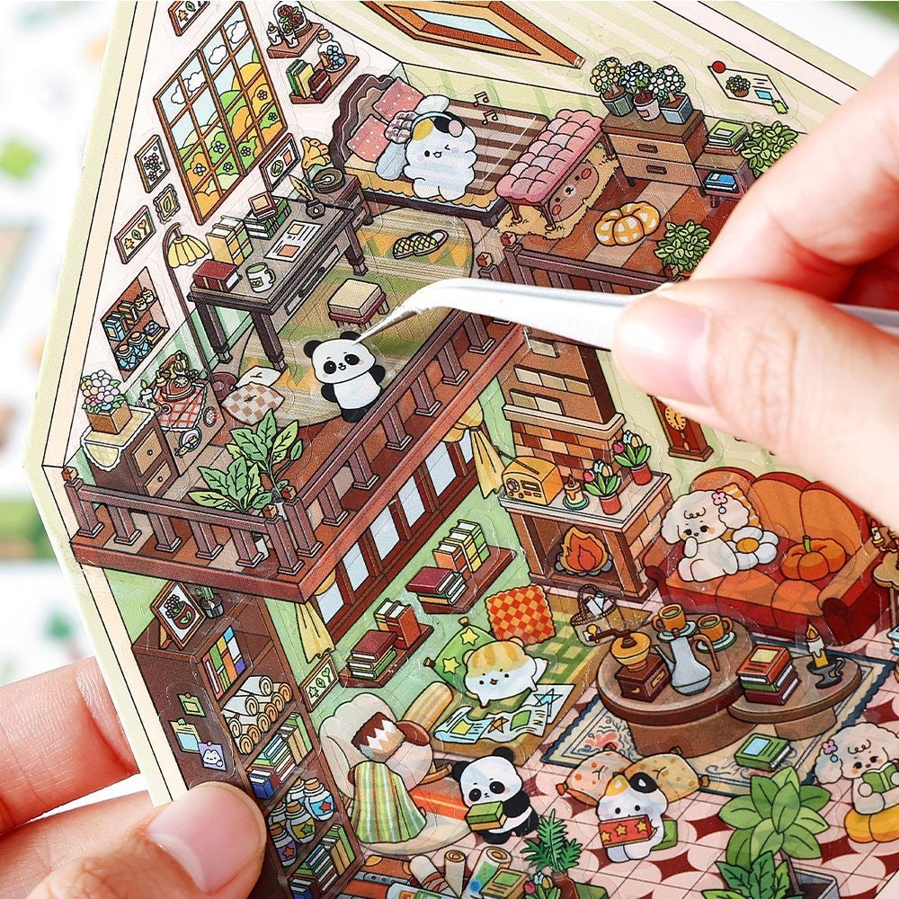 DIY Private Collection Plant Coffee Shop Camping 3D Miniature Scene Sticker