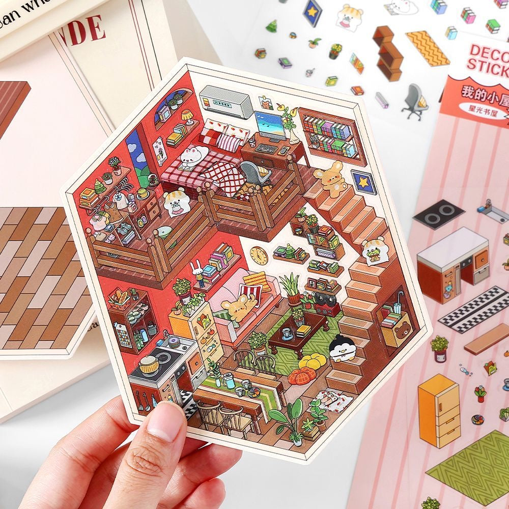 DIY Private Collection Plant Coffee Shop Camping 3D Miniature Scene Sticker
