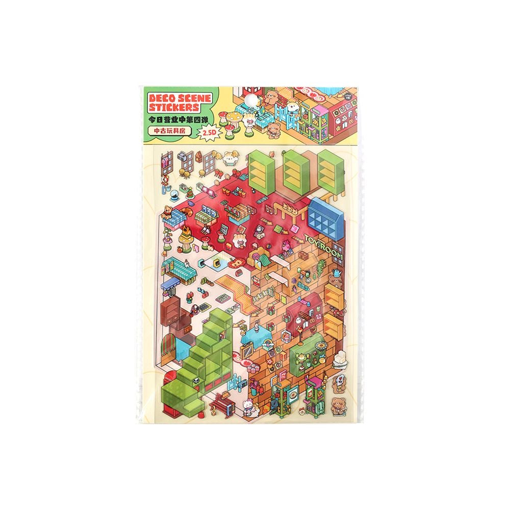 DIY 3D House Landscape Sticker Panda Hot Pot Chocolate Shop Candy House Toy Room