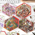 DIY 3D House Landscape Sticker Panda Hot Pot Chocolate Shop Candy House Toy Room
