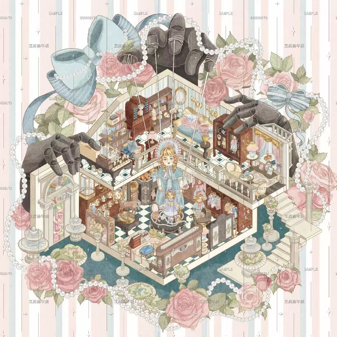 3D Scene Stickers Gourmet Feast Underwater Room Floral Whisper Villa