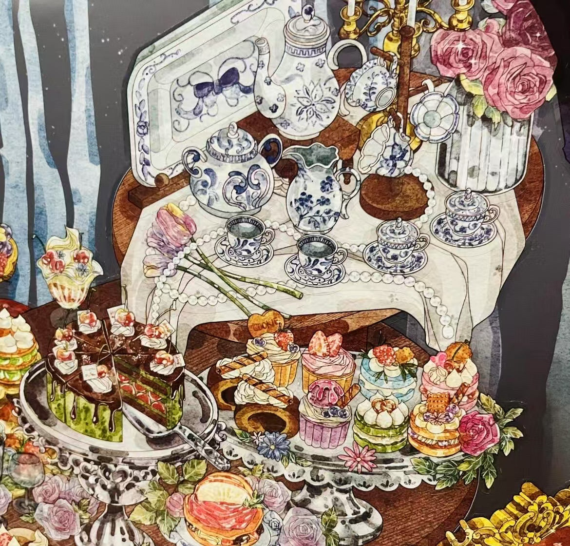 3D Scene Stickers Gourmet Feast Underwater Room Floral Whisper Villa