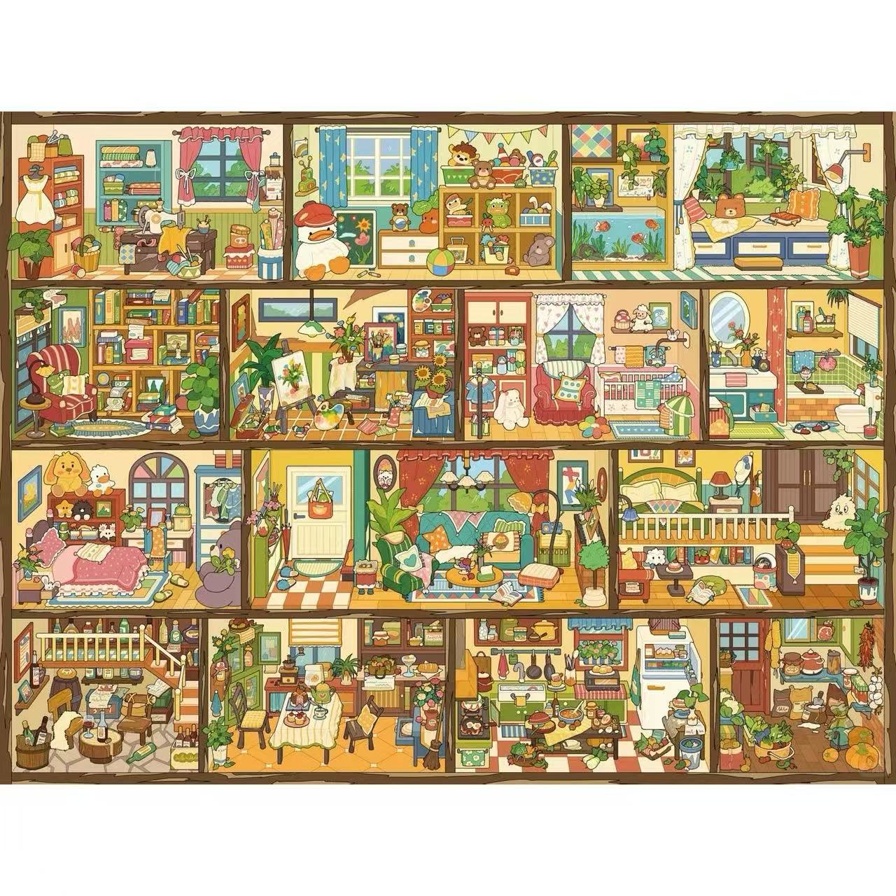 Tiny Grid Village DIY Stickers Miniature Scene Stickers