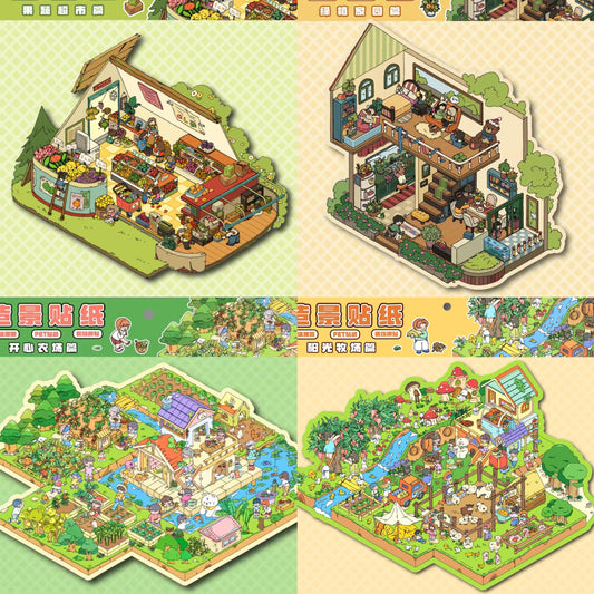 DIY 3D Sticker Scene Vegetable Fruit Market Plant Home Farm Pasture