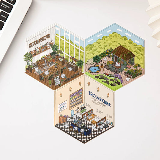 DIY 3D Sticker Scene,Make Your Own Greenhouse|Garden|Beauty Salon|Fresh Market