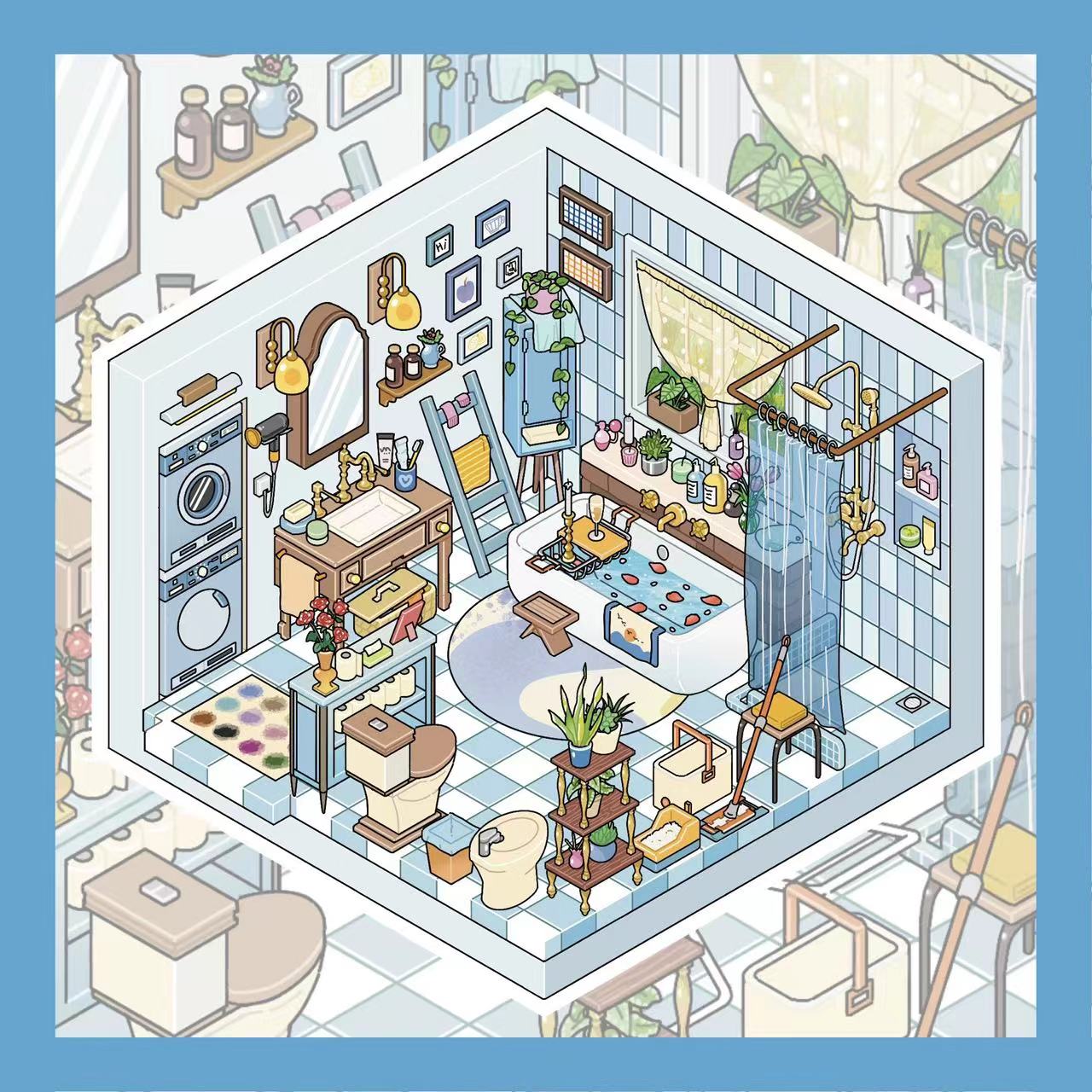 Build a Miniature House Bedroom Sew Shop Living Room Kitchen Bathroom Sticker