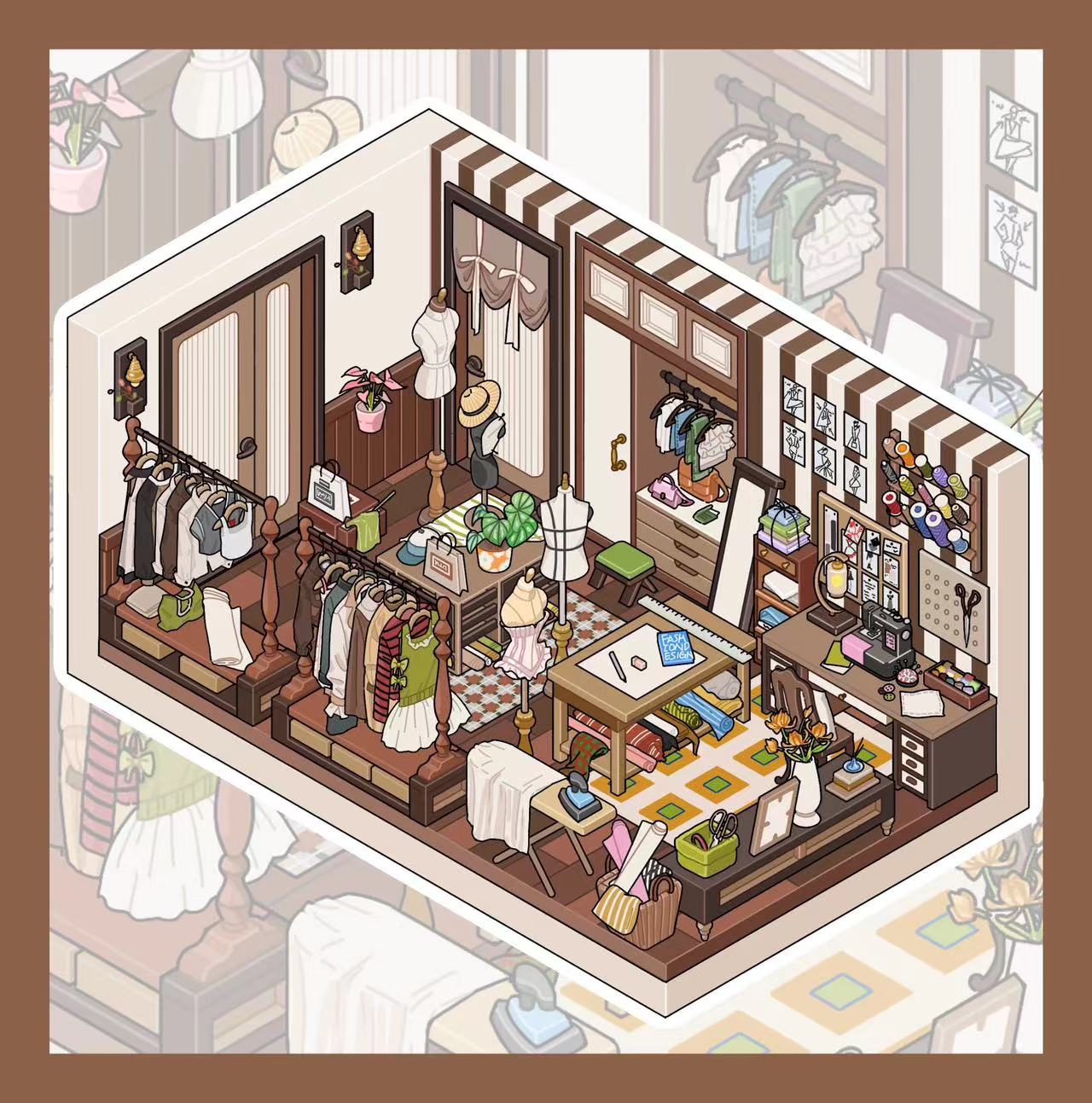 Build a Miniature House Bedroom Sew Shop Living Room Kitchen Bathroom Sticker