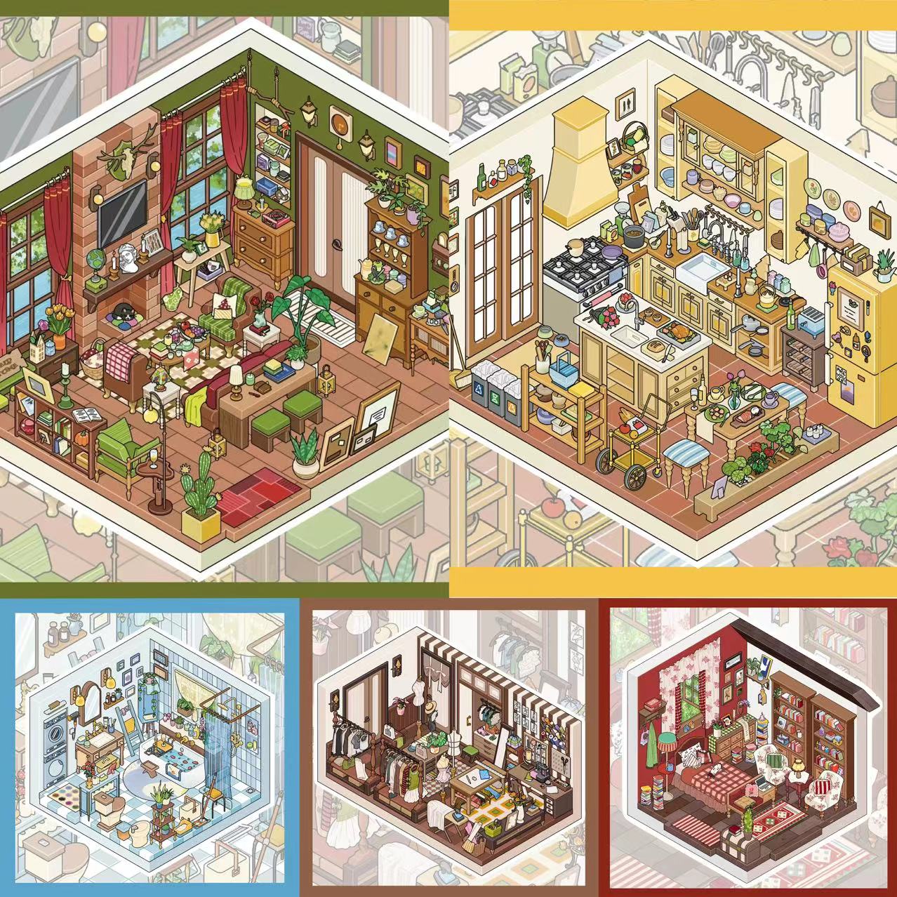 Build a Miniature House Bedroom Sew Shop Living Room Kitchen Bathroom Sticker