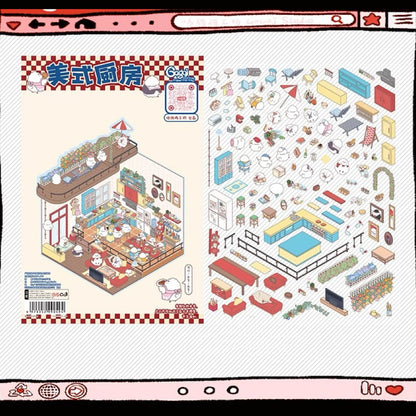 Sticker Scenes! DIY Coffee Flower|Panda Tea House|Bakery Shop|Apartment|Chocolate Factory