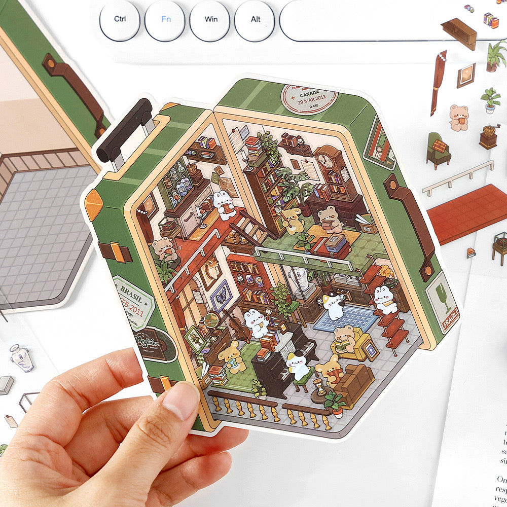 DIY Private Collection Plant Coffee Shop Camping 3D Miniature Scene Sticker