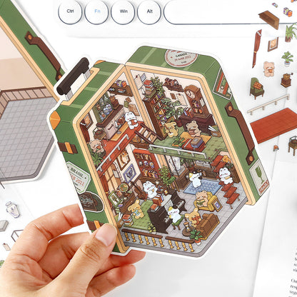 DIY Private Collection Plant Coffee Shop Camping 3D Miniature Scene Sticker