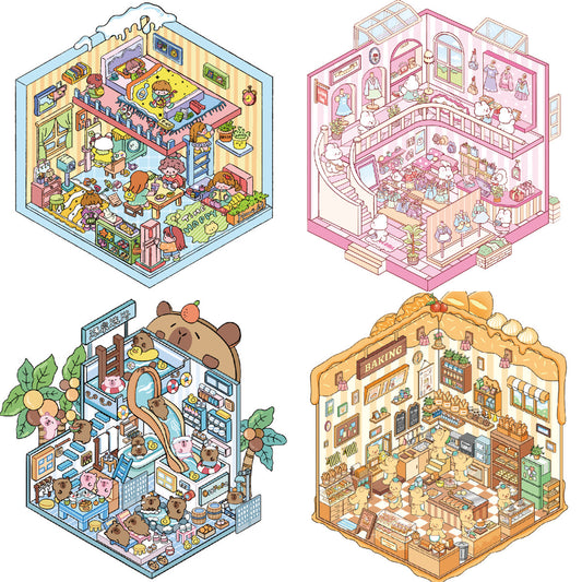 DIY Miniature House 3D Sticker Scene