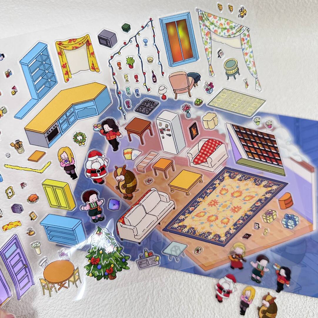 Christmas Friends 3D Sticker Scene