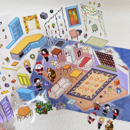 Christmas Friends 3D Sticker Scene