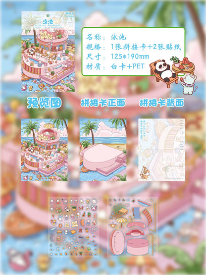 8 Pieces Postcard DIY 3D Sticker Scene