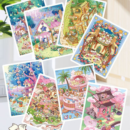 8 Pieces Postcard DIY 3D Sticker Scene