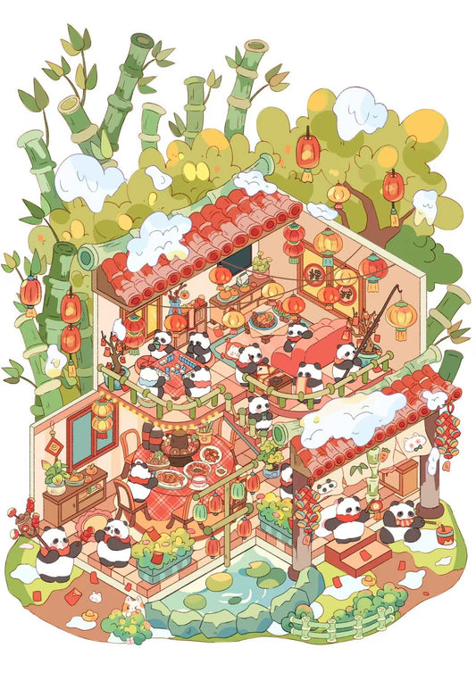DIY Sticker Scene: Panda Hot Spring Island Dino Explorer’s Log Poem Of Mermaid
