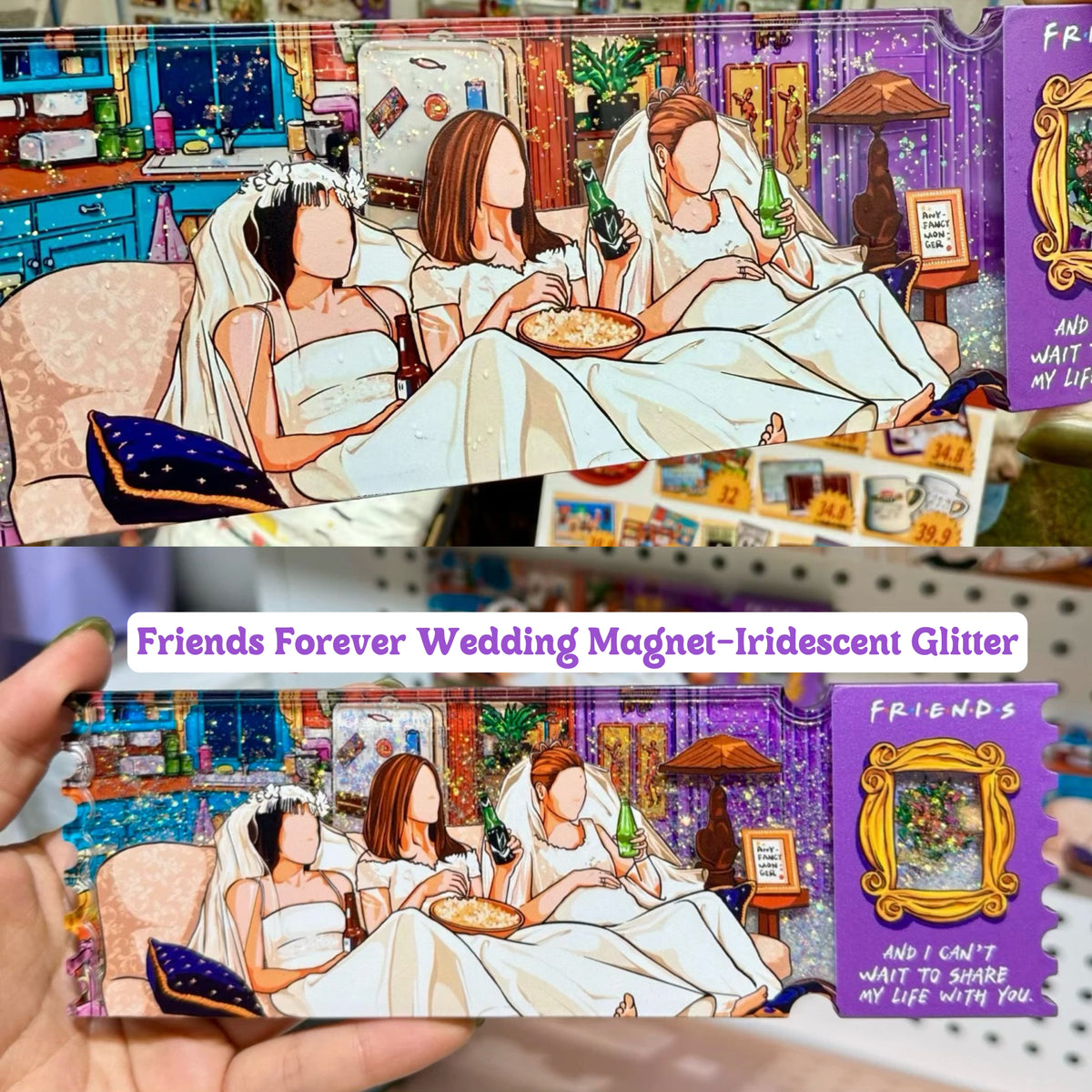 FRIENDS Christmas & Wedding Theme Glitter Magnets