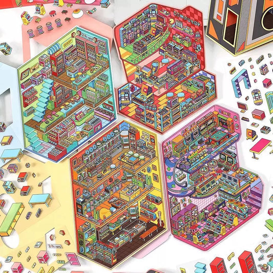 Large 3D Scenery Stickers,24/7 Vending Machine Arcade Record Shop Esports Lounge
