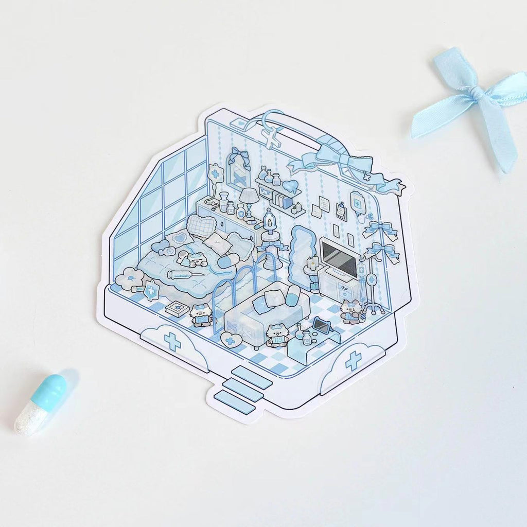 Kawaii Cat Hospital Gothic Cat Home DIY 3D Sticker Scene