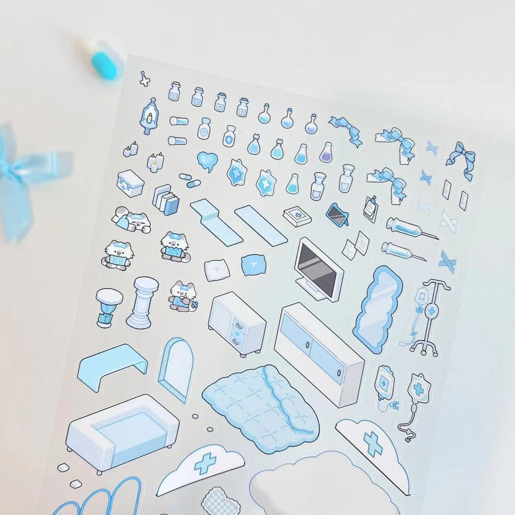 Kawaii Cat Hospital Gothic Cat Home DIY 3D Sticker Scene