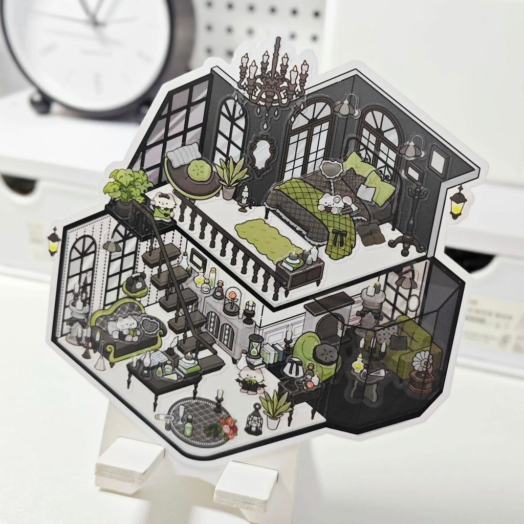 Kawaii Cat Hospital Gothic Cat Home DIY 3D Sticker Scene