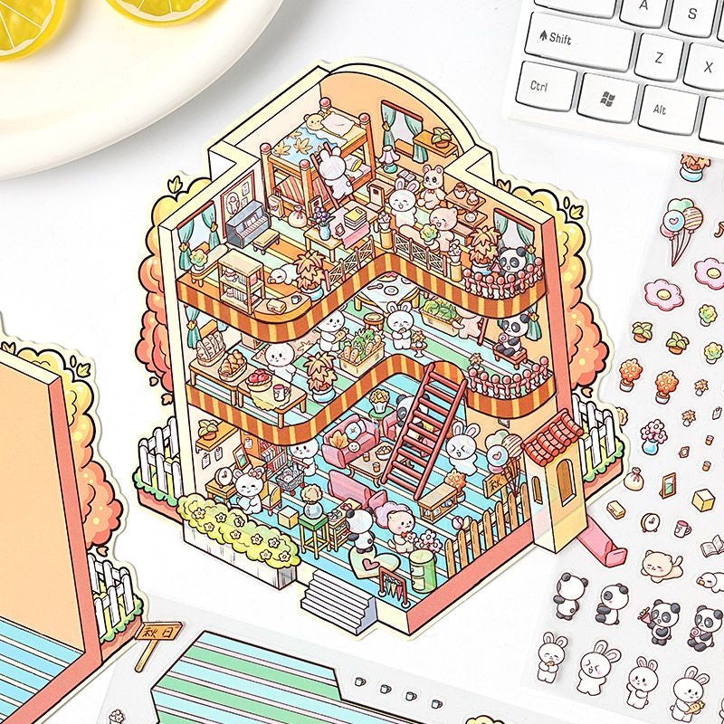 Cozy House 3D Miniature Scene Stickers Set