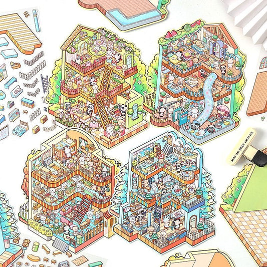 Cozy House 3D Miniature Scene Stickers Set