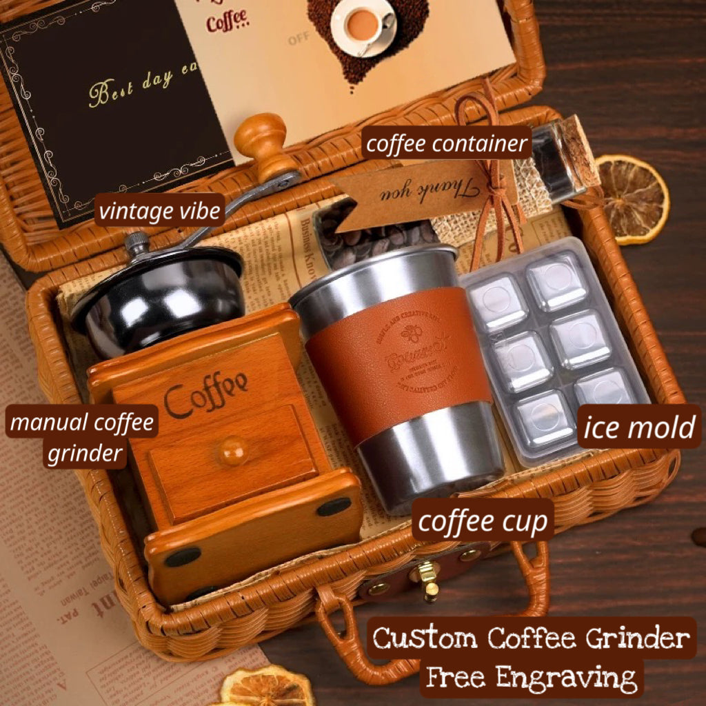 Coffee Time Essentials Basket,Free Engraving