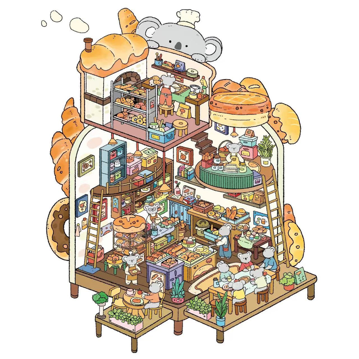 3D Sticker Scene! DIY Koala Bakery