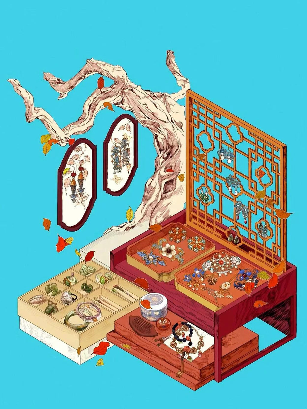 3D Sticker Scene, DIY Vintage Luxury Jewlery