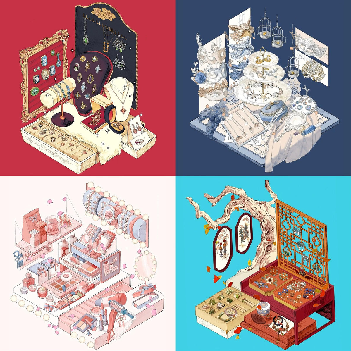 3D Sticker Scene, DIY Vintage Luxury Jewlery