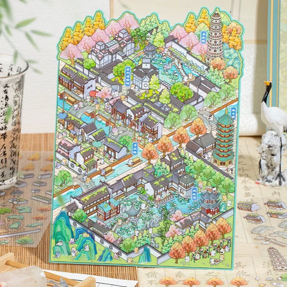 Ancient Chinese City 3D Sticker Scene