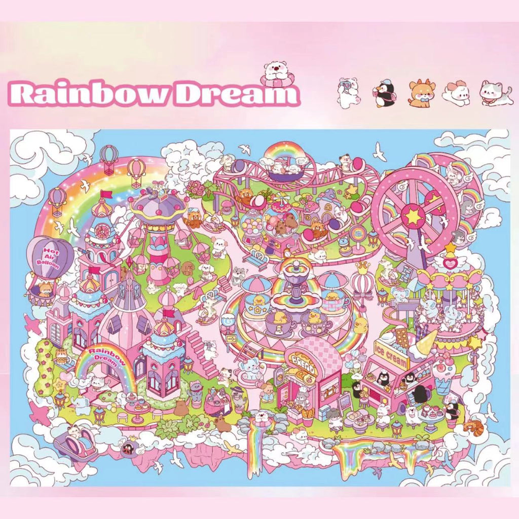 DIY Rainbow Dream Amusement Park Shine 3D Miniature Scene Sticker