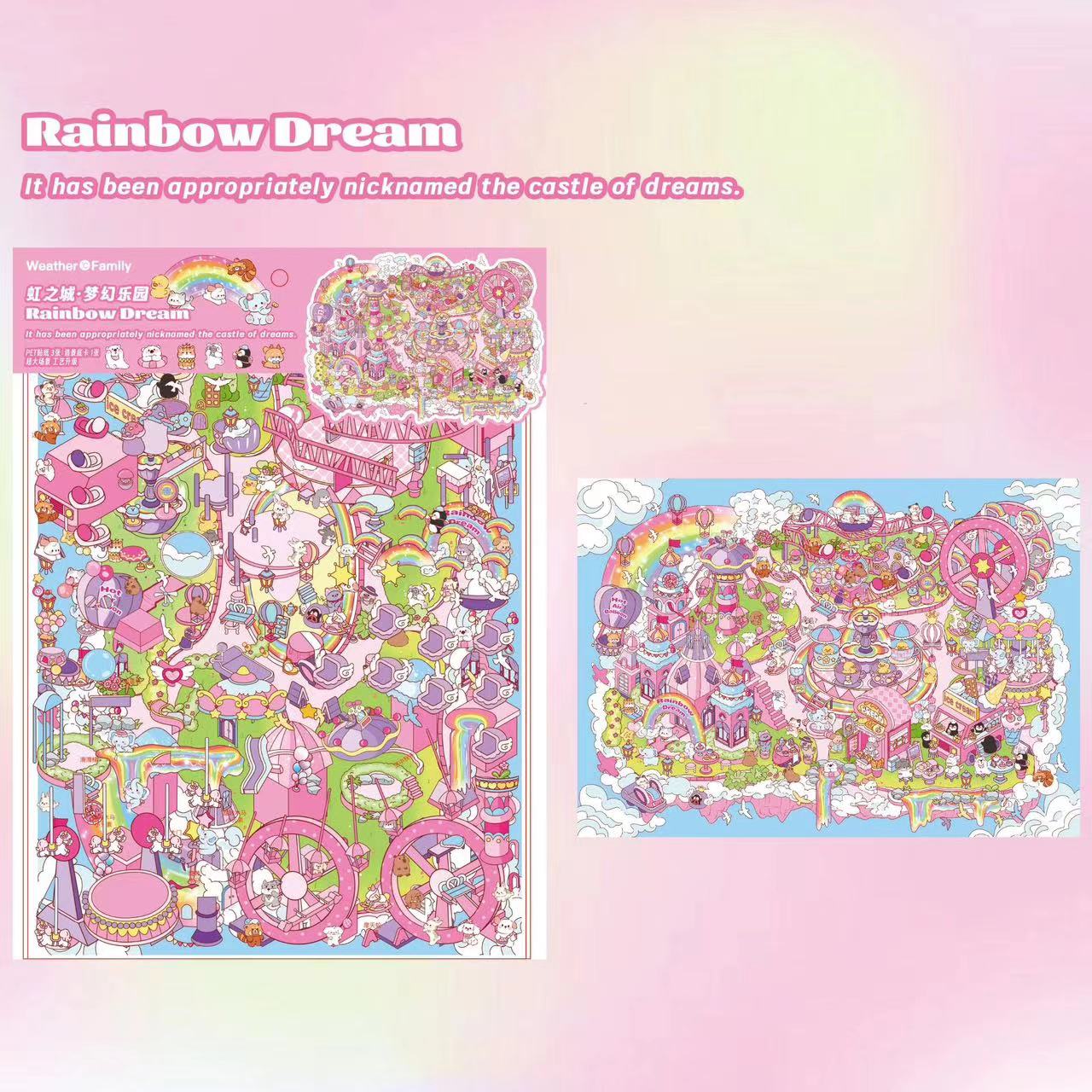 DIY Rainbow Dream Amusement Park Shine 3D Miniature Scene Sticker