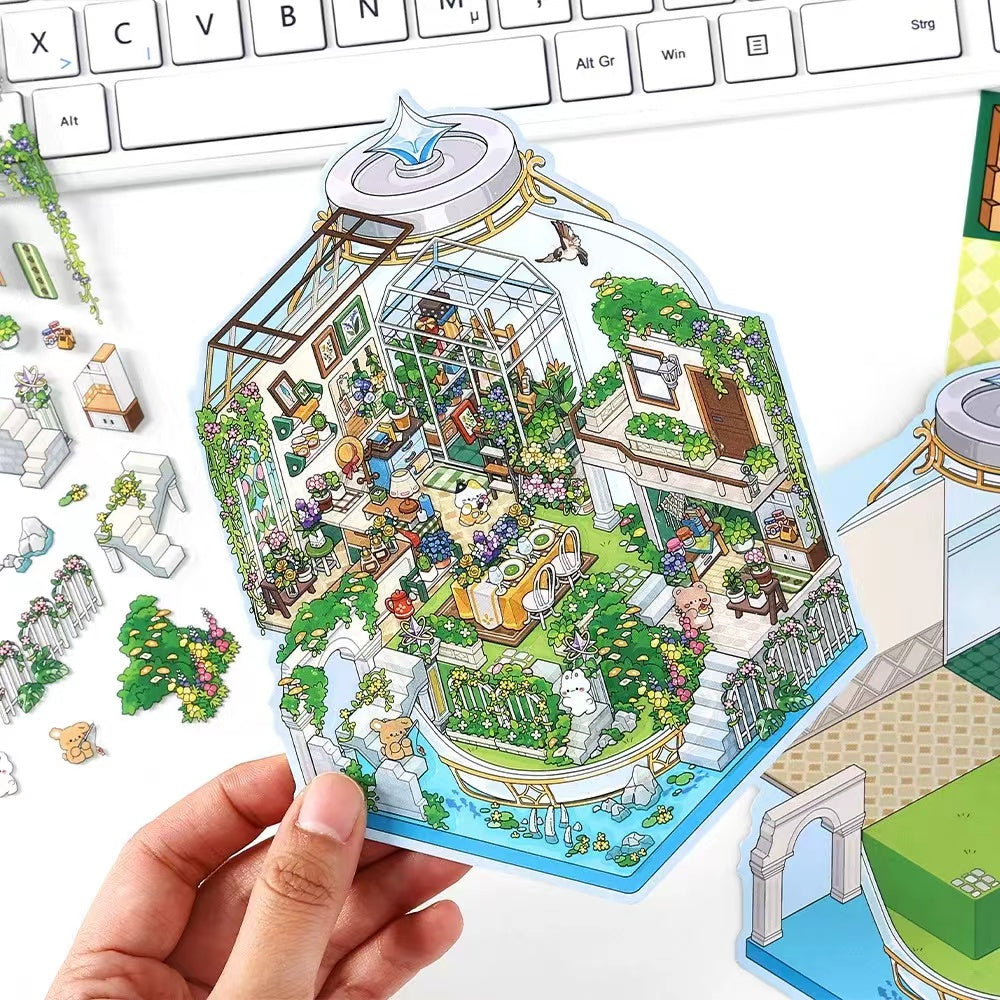 3D Sticker Scene, DIY Botanical Bistro Starlit Journey Deep Sea Station Seaside Market