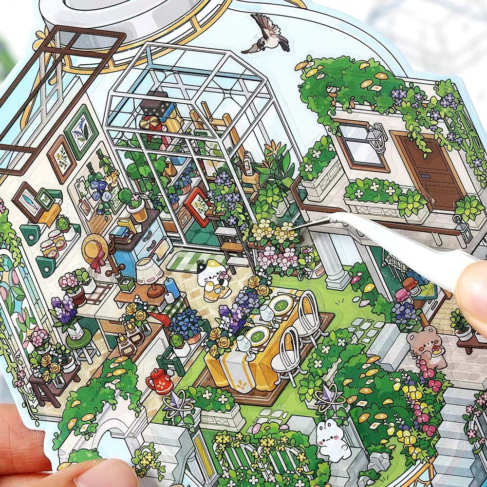 3D Sticker Scene, DIY Botanical Bistro Starlit Journey Deep Sea Station Seaside Market