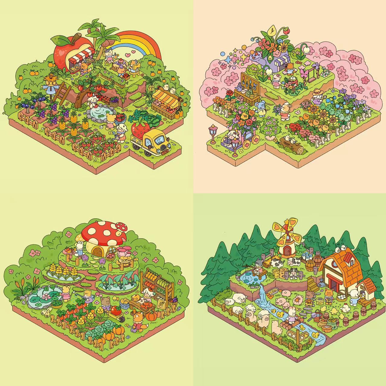 DIY Farm Miniature 3D Scene Sticker