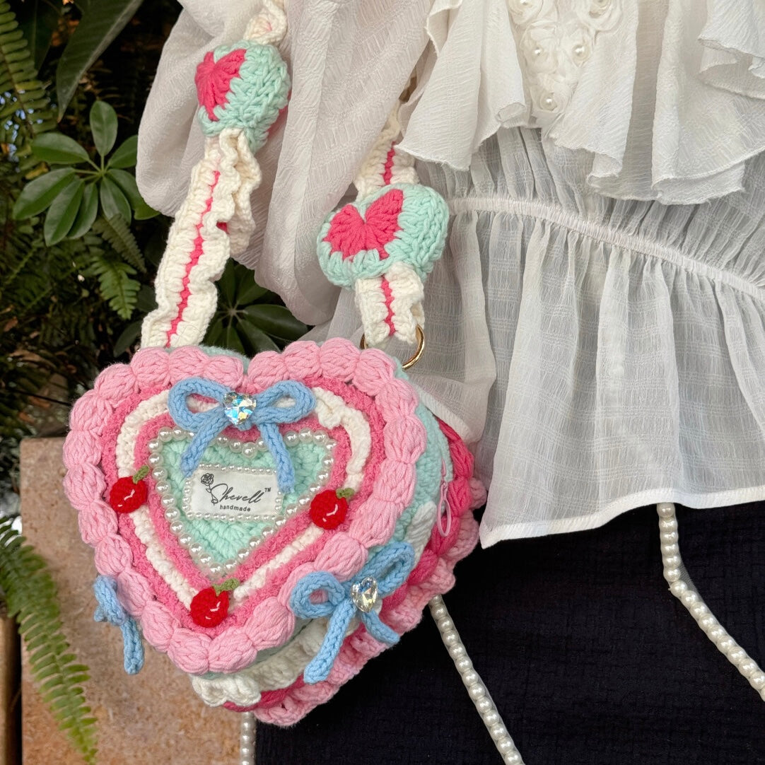 Handmade Heart Cake Crochet Bag