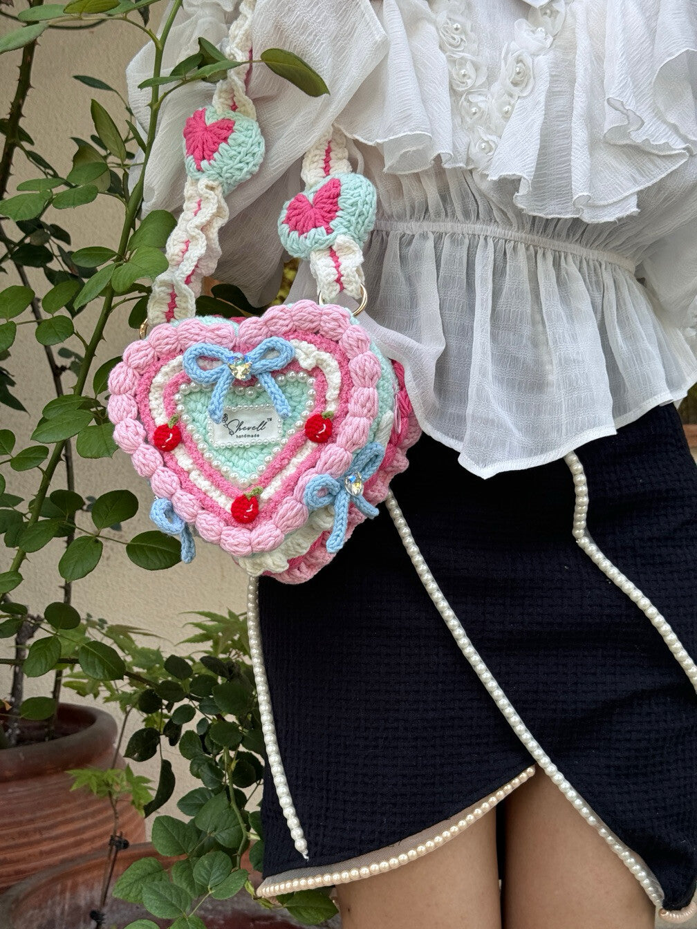 Handmade Heart Cake Crochet Bag
