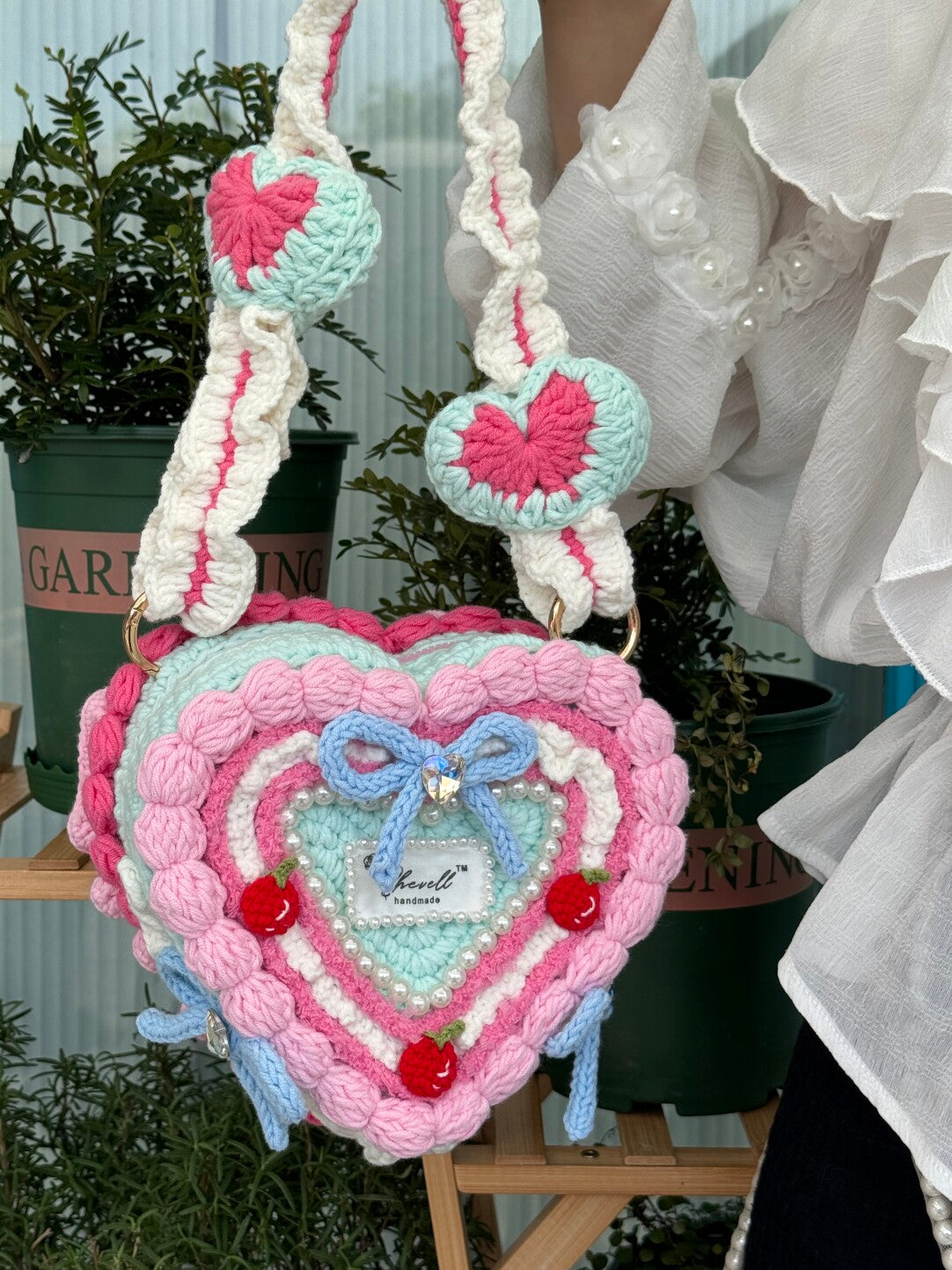 Handmade Heart Cake Crochet Bag