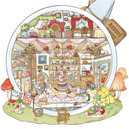 DIY Teacup World Panda Hot Springs Dog Burger Penguin Ice Cream 3D Sticker Scene